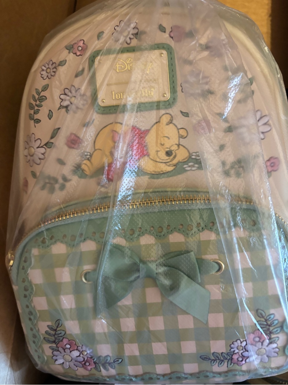 Loungefly Pastel Green & Pink Winnie the Pooh Floral Mini Backpack